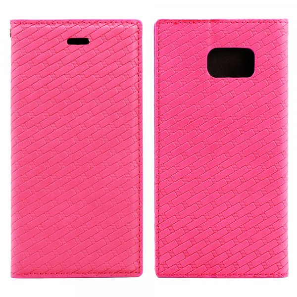 Wholesale Samsung Galaxy S6 Edge Plus Slim Check Magnetic Flip Leather Wallet Case (Pink)